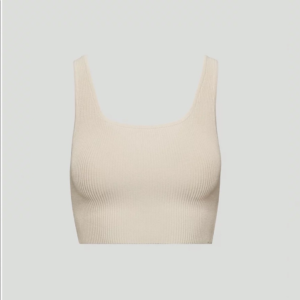 Aritzia Sculpt Knit Cropped Tank Matte Pearl (XS)
